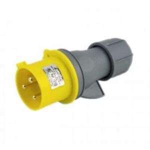 Espiga industrial amarilla 32A 2P+T 4H IP44 120v.