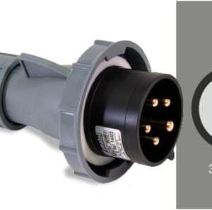 Espiga industrial negra 32A 3P+T 7H IP67 500V.